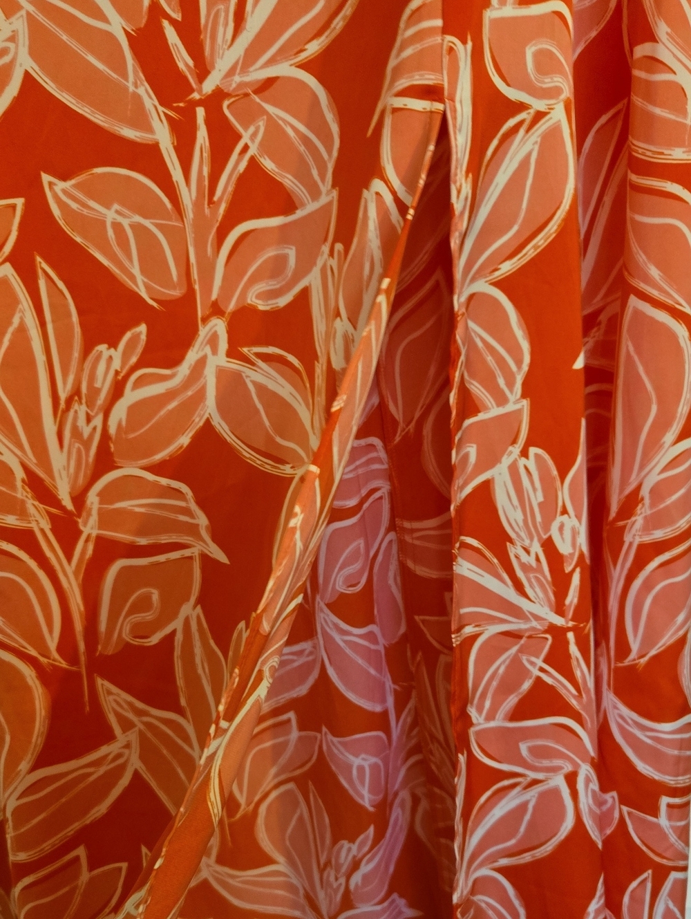 Sincerely Jules Orange / Pink Leaf-Print Maxi Skirt Large - Picture 2 of 5